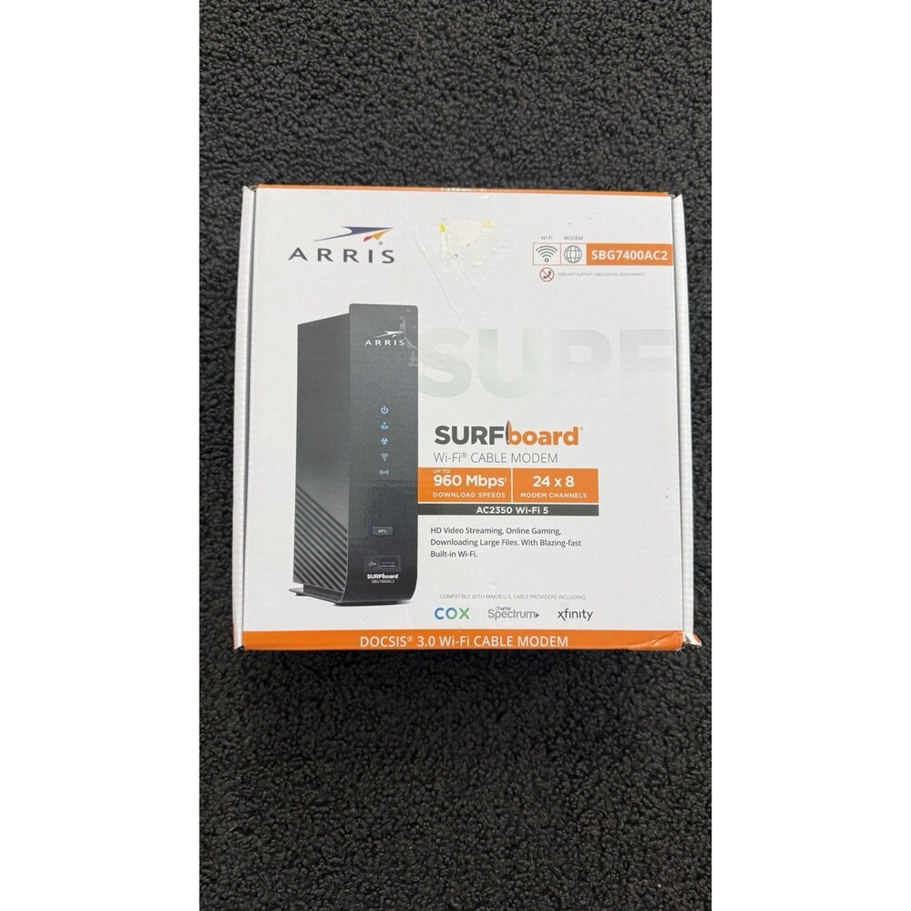 ARRIS SURFboard SBG7400AC2 DOCSIS 3.0 Cable Modem & AC2350 Wi-Fi Router In Box